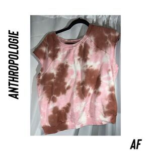 ANTHROPOLOGIE BY T LA TIE DYE CUT OFF SWEATSHIRT TOP NEW XL